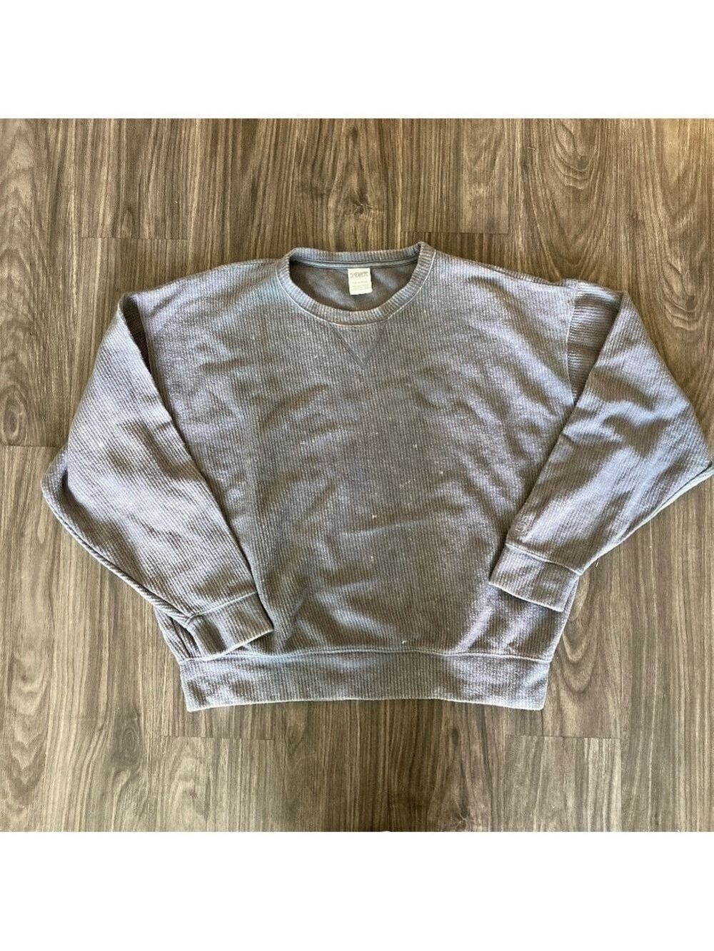 PINK Victoria Secret Grey Acid Wash Pullover Crew Sweater